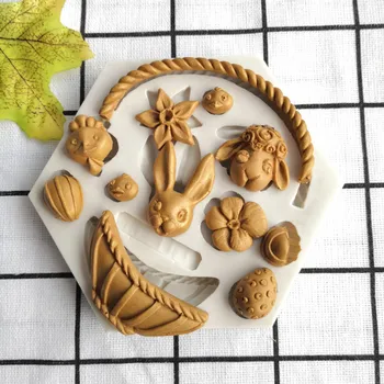 3D Gėlių Krepšelis Triušis Silikono Formų Minkštas Pyragas Apdaila Velykų Apdailos Velykinis Kiaušinis Pelėsių Šokolado Pelėsių Kepimo Įrankis 2021