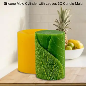 3D Silikono Muilo, Žvakių Liejimo Klasikinio Paramos Cilindras su Lapais Pelėsių Rankų darbo Amatų Pyragas 