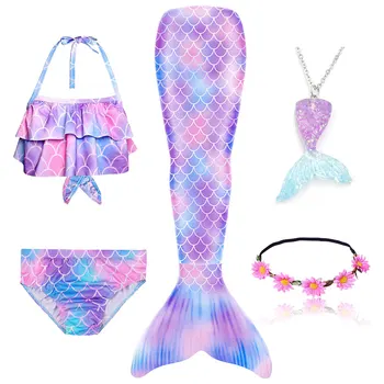 5vnt/Set Merginos Undinėlės Uodega maudymosi kostiumėlį Vaikų Undinėlės Kostiumu Cosplay Paplūdimio Drabužių, Maudymosi Kostiumą