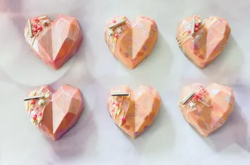 6 Ertmės Diamond Meilė Širdies Silikono Torto Formos 3D Minkštas Putėsiai Šokolado Desertas Kepimo Formą Virtuvės Reikmenys, Maisto Klasės,