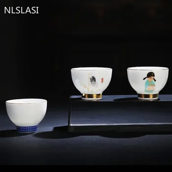 6 vnt./daug Jingdezhen Keramikos teacup tieguanyin Mažų puodeliai porceliano Arbatos rinkinys, Priedai Meistras Asmens Vieno Puodelio Su dovanų dėžutė