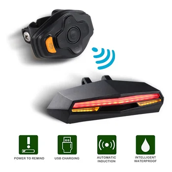ABS Smart Galiniai Lazerio Dviračio Žibintas, Dviračio Lempa LED USB Įkrovimo Belaidžio Nuotolinio valdymo Tekinimo Kontrolės Dviračių Bycicle Šviesos