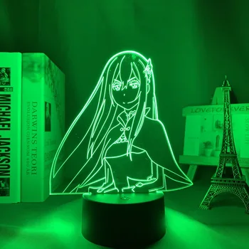 Anime 3d Lempos Re Nulio Pradeda Gyvenimą Į Kitą Pasaulį, LED Nakties Šviesa už Kambario Dekoro naktinė lempa Dovana Echidna Vėl Nulis 3d Šviesos