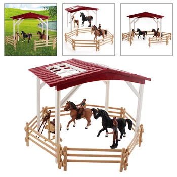 Arklių Pav Nustatyti Modeliavimo Ūkyje Scena Arklių Mesti Modelis Žaislai Vaikams, Žirgų Playset Vyrų Skulptūros Modelį Dovana Vaikams