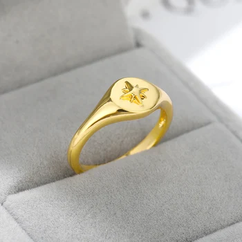 Aukso Piršto-Žiedas, Nerūdijančio Plieno, Populiarus Logotipas North Star Žiedai Moterims, Vyrams Ins Derliaus Turas Moterų Pora, Žiedas, Papuošalų BFF