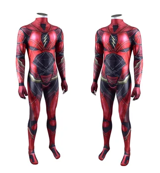 Aukštos kokybės Suaugę Vaikai 2021 Superhero Flash Cosplay Kostiumų Barry Allen Zentai Helovinas Bodysuit Kostiumas Jumpsuits