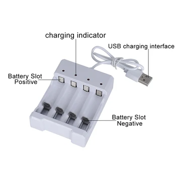 Aukštos Kokybės USB 4 Lizdai Greito Įkrovimo Baterija, Įkroviklis, Trumpo Jungimo Apsauga, AAA ir AA tipo Įkraunamos Baterijos Stotis