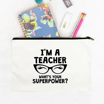 Aš esu Mokytojas, Koks Jūsų Supervalstybės Mokytojų Gyvenimo Pieštuku Krepšiai Kosmetikos Makiažas Maišelį Piniginės Drobės Užtrauktukas Maišelis Laikymui Organizatorius