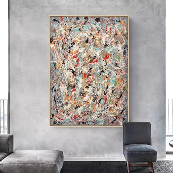 Citon Jackson Pollock Šedevras Abstrakčiai Aliejaus Tapybos Drobės Plakatai ir Spausdina Sienos Menas Nuotraukas Kambarį Namų Dekoro