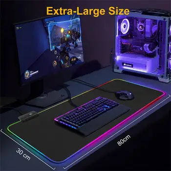 Didelio Dydžio Spalvinga Šviesos RGB Žaidimų Pelės Padas neslystantis Gumos Bazinės Kompiuterio Klaviatūros, Pelės Padas neslystantis Kompiuterių PC