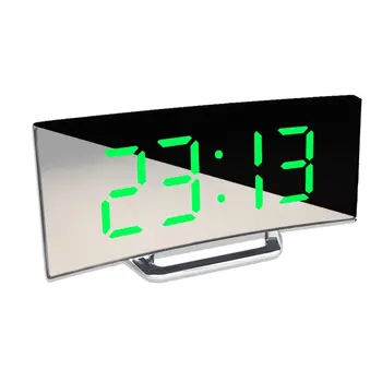 Didelis Ekranas LED Išlenkto Paviršiaus Veidrodis, Laikrodis Silent Alarm Clock Stalo Namų Puošybai Energijos Taupymo Duomenų Saugojimo Laikrodis