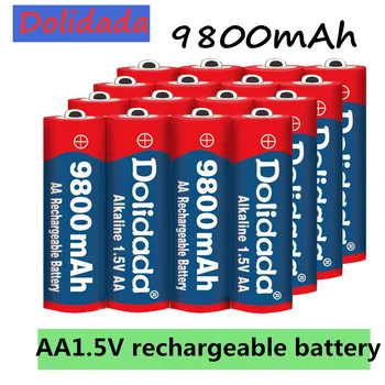 Dolidada 2020 Naują Žymą 9800 MAH įkraunamos baterijos AA 1,5 V Įkrovimo Naujas Alcalinas drummey +1pcs 4-cell baterijos įkroviklis