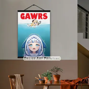 Drobė Anime Gawr Gura Nuotraukas, Namų Dekoravimas Paveikslų, Plakatų HD Spaudinių Sienos Meno Modulinės Kambarį Įrėminti