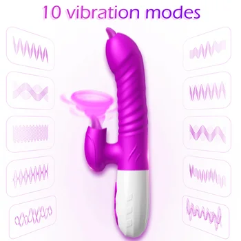 Du kartus Liežuvio Cunnilingus Vibratorius Teleskopinis Sukasi Dildo Šildymo Makšties Klitorio Vibratorius Stimuliuoja Suaugusiųjų Sekso Žaislai Moterims