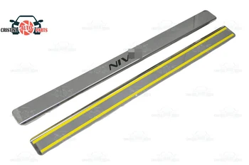 Durų slenksčių už Lada Niva 4x4 1986~2018 žingsnis plokštė vidinės apdailos apsaugos nusitrinti automobilių stiliaus apdaila ilgai juodos raidės versija