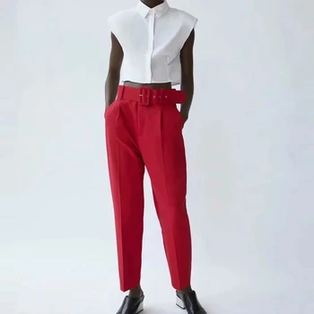 EOICIOI Za Moterų Kelnės Aukštu juosmeniu, Moteris Kelnės 2021 Mados Moterų Streetwear office Juodos Rudos kelnės Moteriška Žalios Kelnės