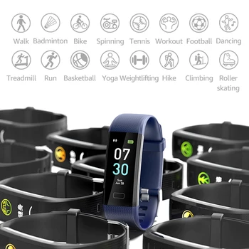 Fitness Tracker Aktyvumo Seklys laikrodis su Širdies ritmo Monitorius, Pedometer IP68 Miego Stebėti, Žingsnis Kovos už moterų vyrų