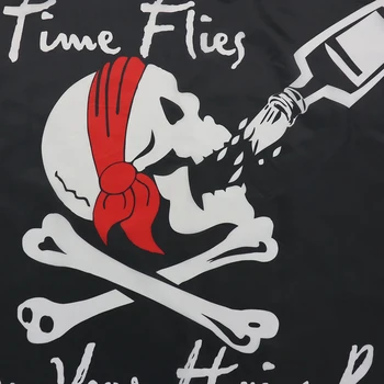 Flagnshow 90x150cm Jolly Roger Kaukolės Kaulų Geriamojo Laikas Skrenda, Kai Jūs turite Romas Piratų Vėliava Vyno Baras Decora