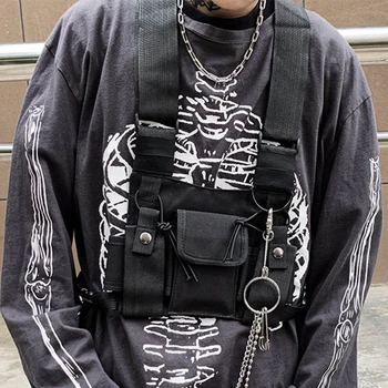 Funkcinės Taktinis Krūtinės Įrenginys Maišelį Vyrų Hip-Hop Techwear Streetwear Kietas Diržas Paketo Karinės Soulder Juosmens Atsitiktinis Drobės Pack