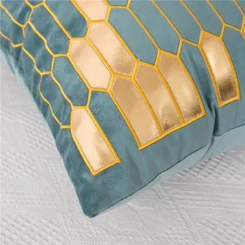 Geometrinis Įdegio Pagalvėlė Padengti Prabanga Aukso Pillowcase45x45 Dekoratyvinis Sofos Pagalvėlių Mesti Pagalvę Mėlyna Pilka Pillowcover Dekoras