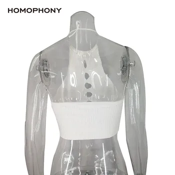 Homophony Tankų Moterų Tuščiaviduriai Iš Sexy Trumpa Liemenė Korsetas Rankovių Backless Megzti Pasėlių Viršuje Mujer Camisetas Vasaros Drabužių