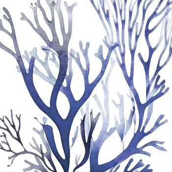 Indigo Mėlynos spalvos jūros Dumblių Drobės Plakatai ir Spausdina Koralų Akvarelė Gyvenimo Kambario Sienos Meno Dekoratyvinis Nuotraukas Vonios kambarys Dekoro