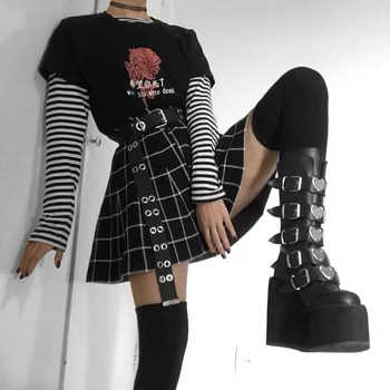 InsDoit Y2K Goth Pledas Punk Grunge Sijonas Moterims Harajuku Streetwear Mados Seksualus, Elegantiškas Sijonas Estetinės Vasaros Aukšto Liemens Sijonai