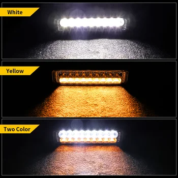 Itin Šviesus 6 Colių 54W Balta + Geltona LED Darbo Šviesos Juosta atspari Vandeniui Priešrūkinis Žibintas Vairavimo Offroad Valtis Automobilių, Traktorių, Sunkvežimių VISUREIGIS