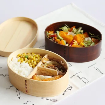 Japonų Stiliaus Mediniai Pietūs Bento Box Box Nešiojamų Vienu Sluoksniu Suši Maisto Konteinerių Studentų Biuro Darbuotojas, Indai Rinkinys