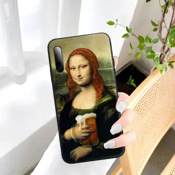 Juokinga Mona Lisa Juoda Guma Mobiliojo Telefono Dangtelį Samsung A51 A71 A50 A20 A21 A20E A30 A31 A40 A70 A01 A10 A11 A30S Atveju