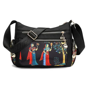 Kaimo stiliaus gėlių pečių maišą Europos ir Amerikos stilius derliaus crossbody maišelį Moterų mados vandeniui nailono krepšys