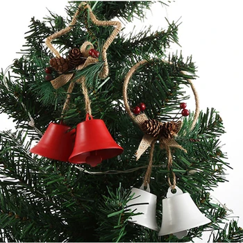 Kalėdų Varpai Apdaila su Lino Žiedas Metalo Kaimiškas Varpas Kabo buities reikmėms Kalėdų Medžio Duris, Apdailos RT88