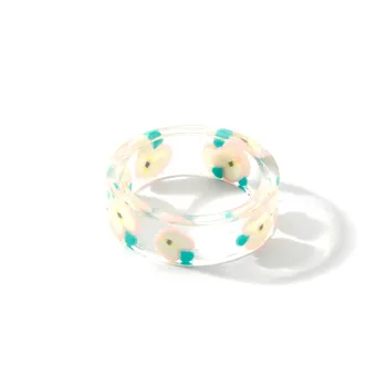 Kūrybiškumo mielas skaidrus vaisių akrilo žiedas paties stiliaus vyrų ir moterų paprastų geometrinių dervos žiedas classic jewlery dovanos