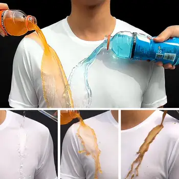 Kūrybos Hidrofobinės Stainproof Kvėpuojantis marškinėliai Quick Dry Top Trumpas Rankovės Pėsčiųjų marškinėliai Anti-Purvinas Vandeniui Vyrų Marškinėliai