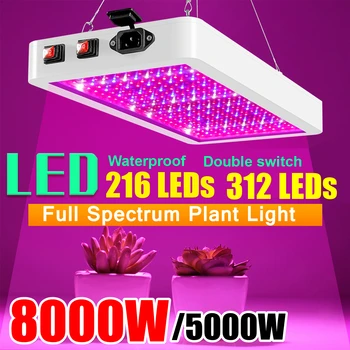 LED Grow Light 8000W Vandeniui Phytolamp 312 Led Lustas Augalų Augimo Lempos 265V Visą Spektrą Augalų Apšvietimas, dekoratyviniai augalai