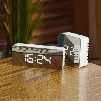 LED Skaitmeninis Laikrodis-Žadintuvas Veidrodis Pabusti Stalo Laikrodis Šviesos Didelių Laiko Temperatūrą, Atidėti Ekrano Namų Stalo Apdailos Laikrodis