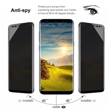 Lenktas Anti-spy Grūdintas Stiklas Samsung S20 S21 S10 S8 S9 Plus S10E Pastaba 20 10 9 8 S21U Privatumo Full Screen Protector Filmas
