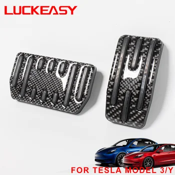 LUCKRASY už Tesla model Y modelis 3 2017-2021carbon pluošto ir Aliuminio Lydinio Akceleratoriaus, Stabdžių Poilsio Pedalą Automobilio akceleratoriaus pedalo koja