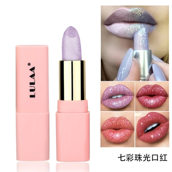 LULAA Metallic Vandeniui Lip Stick Aukso blizgius Lūpų Perlamutro Balzamas Ilgalaikis Seksuali Moteris Kosmetika