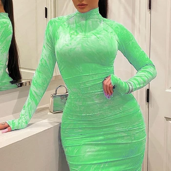 Mados 2021 m. pavasarį moterų suknelė Didelio dydžio 5xl Plisuotos užtrauktukas spausdinimo Stora Seksualus suknelės ilgai vakare elegantiškas bodycon suknelė