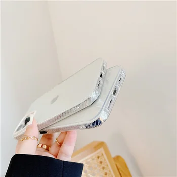Mados Skaidrus Telefono dėklas Skirtas iPhone 12 Mini Pro 11 Max XR XS Max X 7 8 Plus SE 2020 Objektyvo Rėmas Minkštos TPU Tekstūros Galinį Dangtelį