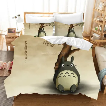 Mano Kaimynas Totoro Anime Vaikams Antklode Padengti Komplektai Patalynės Komplektas Animacinį Filmą Prabanga Mielas Namų Dekoro Kawaii Vieno Karalienė King Size