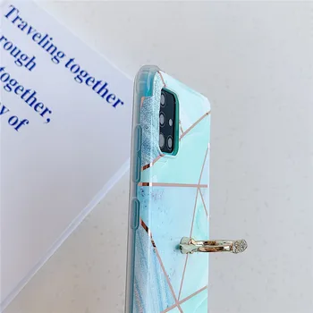 Meno Marmuro Tekstūros Telefono dėklas Samsung Galaxy A50 A51 A71 A10 A20 A30S M10 Su Piršto Žiedu Turėtojas Minkštas Galinį Dangtelį Shell