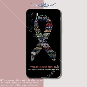 Mergina Krūties Vėžio, Rožinis Kaspinas, Telefono Dėklas Atvejais Huawei P 20 30 40 Lite P 20 30 40 Pro P Smart Z 2019 Silikono Funda Coque
