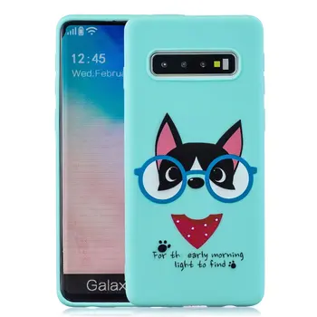 Mielas Silikoninis Telefono dėklas Samsung Galaxy S10 katė panda dinozaurų Galaxy S10 Plius S10E Minkštas Viršelis Atveju S10 5G Padengti Virvelės