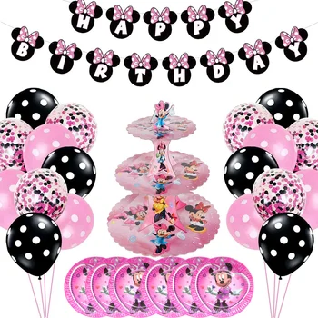 Minnie Mouse šalies popieriaus cup 1st baby girl už gimtadienio, Vienkartiniai indai, PASIDARYK pats balionas Surinkimo Scenos dekoracija