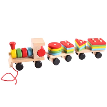 Montessori Mediniai Žaislai, Transporto Priemonės, Galvosūkiai Traukinio Švietimo Vaikai, Kūdikis, Medinės Kietos Medienos Krovimas Traukinio Vaikiška Dėlionė Vaikams