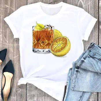 Moterų Drabužiai Animacinių filmų Orange Sweet Mielas Vaisių Mados trumpomis Rankovėmis Drabužius Vasaros Spausdinti Marškinėlius Moterų Tee Viršuje Grafinis T-shirt