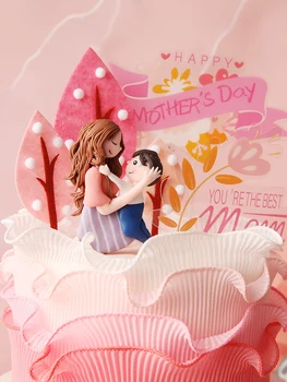 Motina ir Kūdikis Medžio Apdaila motinos diena Happy Birthday Cake Toppers Vaikams, Vaikas Šalies Prekių Puikus Saldus Dovanos