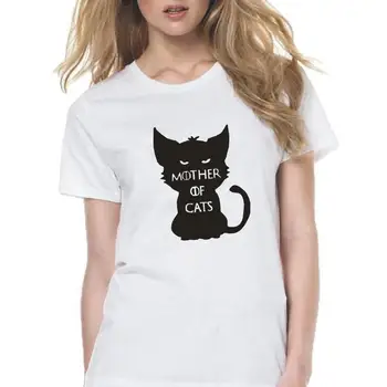 Motina Katės Spausdinti Moterų Marškinėlius Kačių Mylėtojas Grafinis Marškinėliai Hipster Marškinėliai Tee Marškinėliai Femme Trumpas Rankovės Atsitiktinis marškinėliai Moterims Topai
